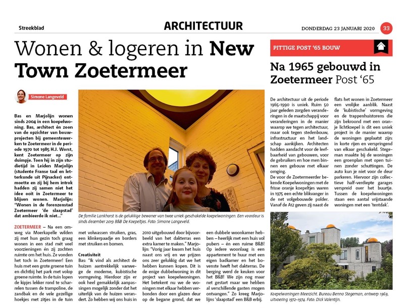 artikel over de koepelwoningen in Zoetermeer