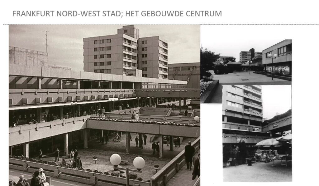 Bezoek Frankfurt Nord-West stad. Het gebouwde centrum 1974.